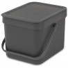Кош за разделно събиране на боклук Brabantia Sort&Go 648974, 6 л, Дръжка, Възможност за стенен монтаж, Тъмносив