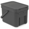 Brabantia Sort&Go 648974 Recycling Bin, 6 L, Handle, Wall-mountable, Dark Gray