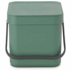 Brabantia Sort&Go 1003233 Recycling Bin, 6 L, Handle, Wall-mountable, Dark Green