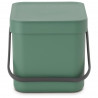 Brabantia Sort&Go 1003233 Recycling Bin, 6 L, Handle, Wall-mountable, Dark Green