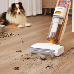 Aspirator vertical Tineco iFloor Y2 Plus, 6500 Pa, Wi-Fi, 0.8 L apa murdara/1 L apa curata, LED, Auto-curatare, 70 m², Indicatori, Alb/Portocaliu