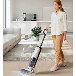 Вертикална прахосмукачка Tineco iFloor 5 Breeze, 190W, 30 мл/мин, 0.8 л мръсна/0.7 л чиста, Сушене на четката, Лесно маневриране, Бял/сив