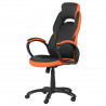 Геймърски стол Carmen 7511, До 130 кг, Еко кожа, Регулиране на люлеенето, Полипропиленови колелца, Черен/оранжев