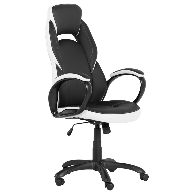 Carmen 7511 Gaming Chair, Up to 130 kg, Faux Leather, Rocking Function, Polypropylene Casters, Black/White