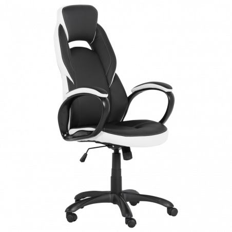 Carmen 7511 Gaming Chair, Up to 130 kg, Faux Leather, Rocking Function, Polypropylene Casters, Black/White