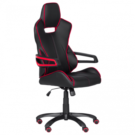 Carmen 7513 Gaming Chair, Up to 130 kg, Faux Leather, Rocking Function, Silicone Casters, Black/Red