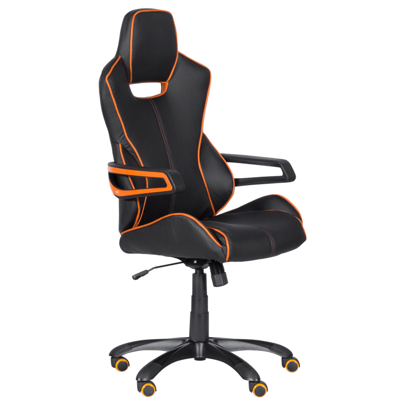 Carmen 7513 Gaming Chair, Up to 130 kg, Faux Leather, Rocking Function, Silicone Casters, Black/Orange