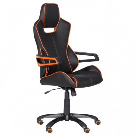 Carmen 7513 Gaming Chair, Up to 130 kg, Faux Leather, Rocking Function, Silicone Casters, Black/Orange