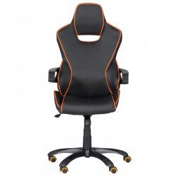 Carmen 7513 Gaming Chair, Up to 130 kg, Faux Leather, Rocking Function, Silicone Casters, Black/Orange