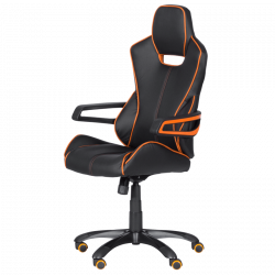 Carmen 7513 Gaming Chair, Up to 130 kg, Faux Leather, Rocking Function, Silicone Casters, Black/Orange