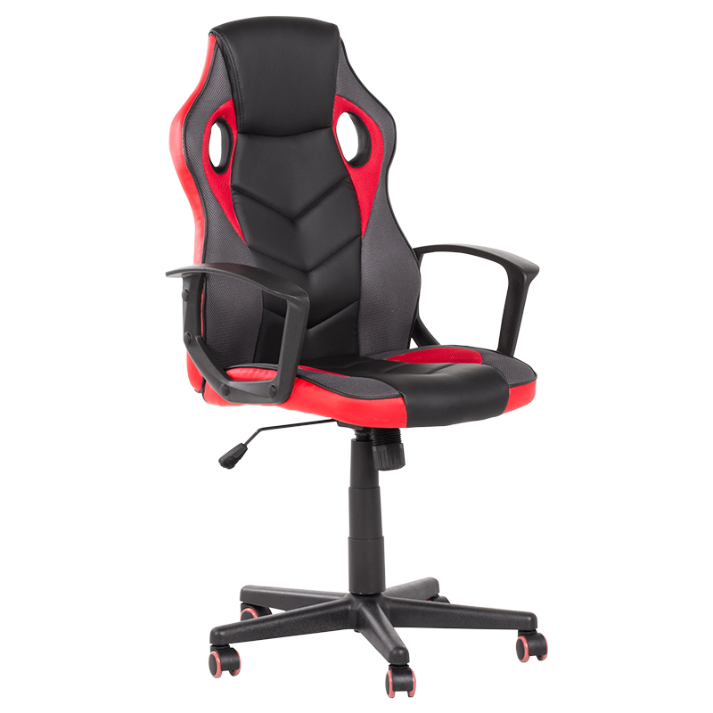 Геймърски стол Carmen 7519, До 130 кг, Еко кожа, Регулиране на люлеенето, Силиконови колелца, Черен/червен