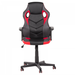 Геймърски стол Carmen 7519, До 130 кг, Еко кожа, Регулиране на люлеенето, Силиконови колелца, Черен/червен
