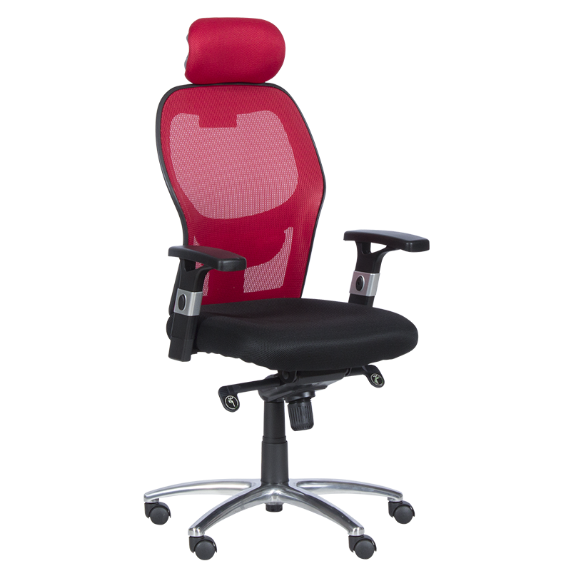 Carmen 7520 Ergonomic Chair, Up to 130 kg, Lockable in Various Positions, Tilt Adjustment, Lumbar Support, Black/Red