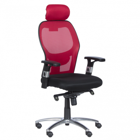 Carmen 7520 Ergonomic Chair, Up to 130 kg, Lockable in Various Positions, Tilt Adjustment, Lumbar Support, Black/Red