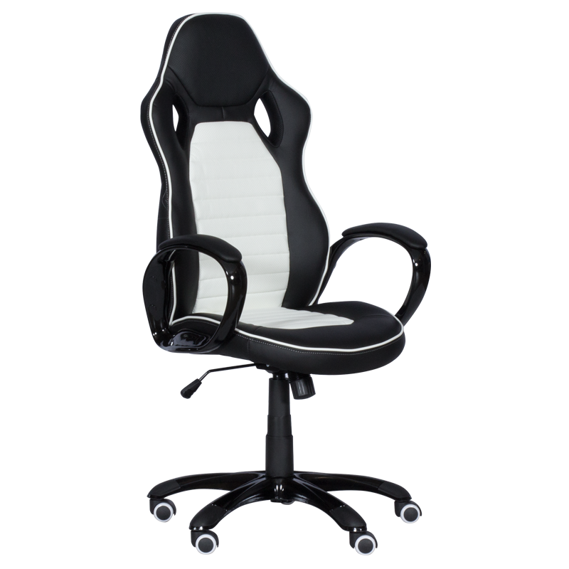 Carmen 7502 Gaming Chair, Up to 120 kg, Faux Leather, Rocking Function, Silicone Casters, White/Black
