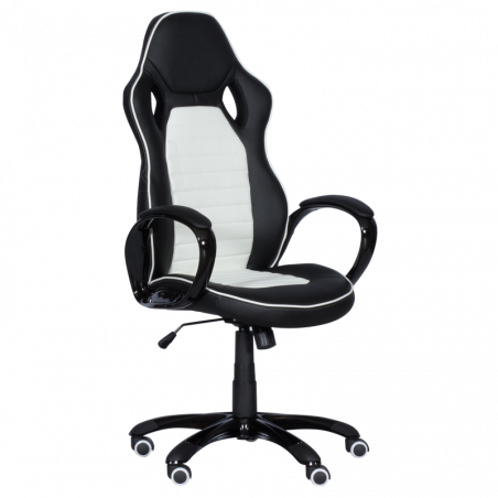 Carmen 7502 Gaming Chair, Up to 120 kg, Faux Leather, Rocking Function, Silicone Casters, White/Black