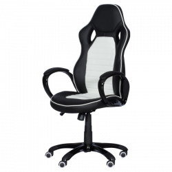 Carmen 7502 Gaming Chair, Up to 120 kg, Faux Leather, Rocking Function, Silicone Casters, White/Black