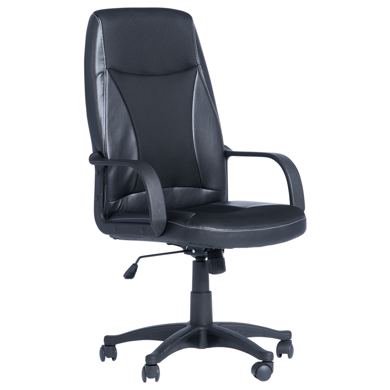 Работен офис стол Carmen 6511, До 100 кг, Еко кожа, Регулиране на люлеенето, Фиксиране, Черен