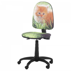 Детски стол Carmen Prestige коте, До 120 кг, Заключване на облегалката във всяка позиция, Коригиране на дълбочина на седалката, Зелен/оранжев