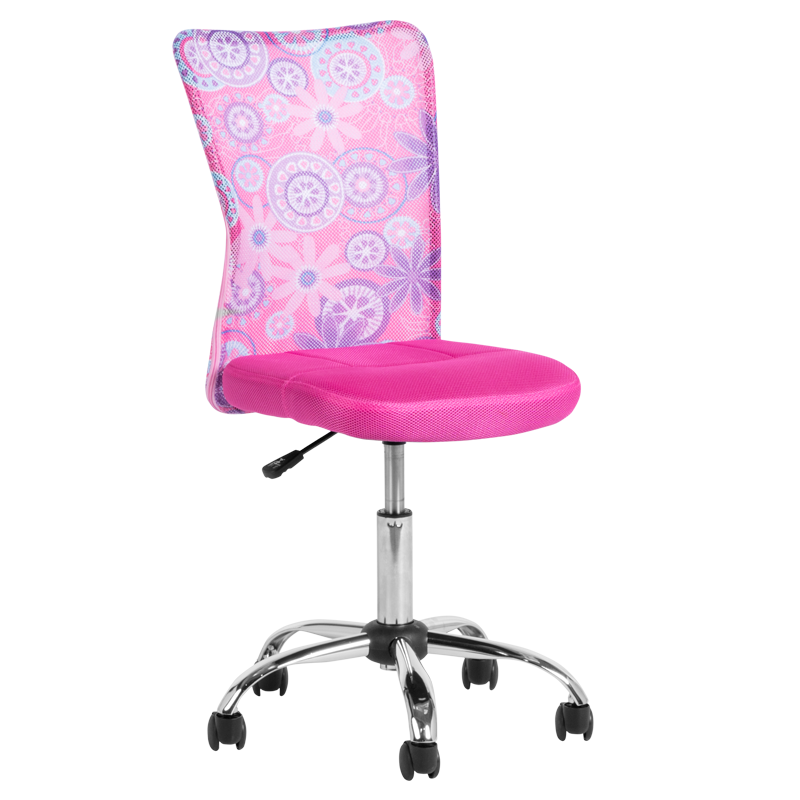 Детски стол Carmen 7022-1 LUX, До 70 кг, Мрежа, Хромирана основа, Розов/хром