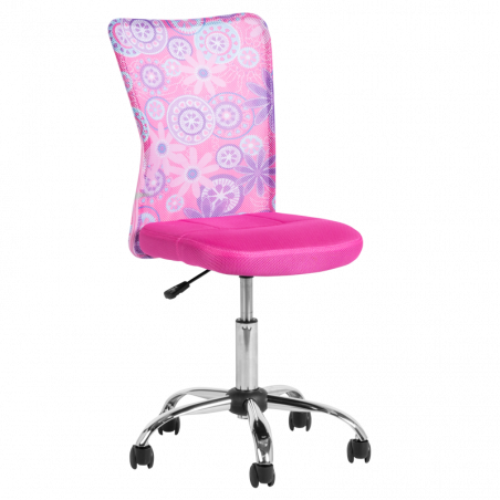 Carmen 7022-1 LUX Children's Chair, Up to 70 kg, Mesh, Chrome Base, Pink/Chrome