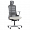 Carmen ALBERTO Ergonomic Chair, Up to 130 kg, Genuine Leather, Auto Weight-Sensing Function, Flame-Retardant Upholstery, Shock Absorption, White