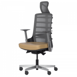 Carmen ALBERTO Ergonomic Chair, Up to 130 kg, Genuine Leather, Auto Weight-Sensing Function, Flame-Retardant Upholstery, Shock Absorption, Beige