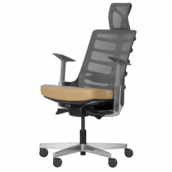 Carmen ALBERTO Ergonomic Chair, Up to 130 kg, Genuine Leather, Auto Weight-Sensing Function, Flame-Retardant Upholstery, Shock Absorption, Beige