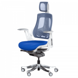 AMBRA Ergonomic Chair, Up to 130 kg, Breathable Mesh, Flame-Retardant Upholstery, Backrest Lockable in Multiple Positions, Smooth Adjustment, Royal Blue