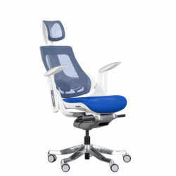 AMBRA Ergonomic Chair, Up to 130 kg, Breathable Mesh, Flame-Retardant Upholstery, Backrest Lockable in Multiple Positions, Smooth Adjustment, Royal Blue
