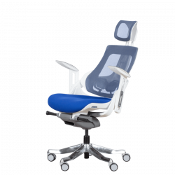 AMBRA Ergonomic Chair, Up to 130 kg, Breathable Mesh, Flame-Retardant Upholstery, Backrest Lockable in Multiple Positions, Smooth Adjustment, Royal Blue
