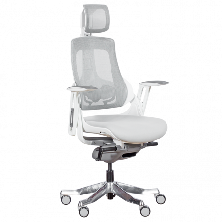 AMBRA Ergonomic Chair, Up to 130 kg, Breathable Mesh, Flame-Retardant Upholstery, Backrest Lockable in Multiple Positions, Smooth Adjustment, White