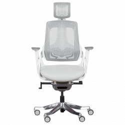 AMBRA Ergonomic Chair, Up to 130 kg, Breathable Mesh, Flame-Retardant Upholstery, Backrest Lockable in Multiple Positions, Smooth Adjustment, White