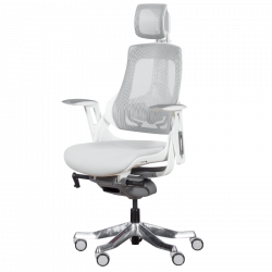 AMBRA Ergonomic Chair, Up to 130 kg, Breathable Mesh, Flame-Retardant Upholstery, Backrest Lockable in Multiple Positions, Smooth Adjustment, White