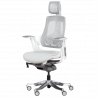 AMBRA Ergonomic Chair, Up to 130 kg, Breathable Mesh, Flame-Retardant Upholstery, Backrest Lockable in Multiple Positions, Smooth Adjustment, White