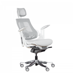AMBRA Ergonomic Chair, Up to 130 kg, Breathable Mesh, Flame-Retardant Upholstery, Backrest Lockable in Multiple Positions, Smooth Adjustment, White