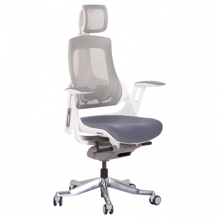 AMBRA Ergonomic Chair, Up to 130 kg, Breathable Mesh, Flame-Retardant Upholstery, Backrest Lockable in Multiple Positions, Smooth Adjustment, Gray