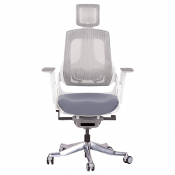 AMBRA Ergonomic Chair, Up to 130 kg, Breathable Mesh, Flame-Retardant Upholstery, Backrest Lockable in Multiple Positions, Smooth Adjustment, Gray