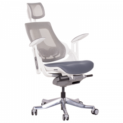 AMBRA Ergonomic Chair, Up to 130 kg, Breathable Mesh, Flame-Retardant Upholstery, Backrest Lockable in Multiple Positions, Smooth Adjustment, Gray