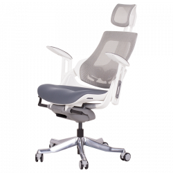 AMBRA Ergonomic Chair, Up to 130 kg, Breathable Mesh, Flame-Retardant Upholstery, Backrest Lockable in Multiple Positions, Smooth Adjustment, Gray