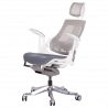 AMBRA Ergonomic Chair, Up to 130 kg, Breathable Mesh, Flame-Retardant Upholstery, Backrest Lockable in Multiple Positions, Smooth Adjustment, Gray