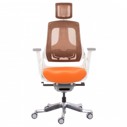 AMBRA Ergonomic Chair, Up to 130 kg, Breathable Mesh, Flame-Retardant Upholstery, Backrest Lockable in Multiple Positions, Smooth Adjustment, Orange
