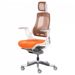 AMBRA Ergonomic Chair, Up to 130 kg, Breathable Mesh, Flame-Retardant Upholstery, Backrest Lockable in Multiple Positions, Smooth Adjustment, Orange