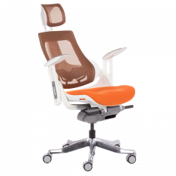 AMBRA Ergonomic Chair, Up to 130 kg, Breathable Mesh, Flame-Retardant Upholstery, Backrest Lockable in Multiple Positions, Smooth Adjustment, Orange