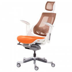 AMBRA Ergonomic Chair, Up to 130 kg, Breathable Mesh, Flame-Retardant Upholstery, Backrest Lockable in Multiple Positions, Smooth Adjustment, Orange