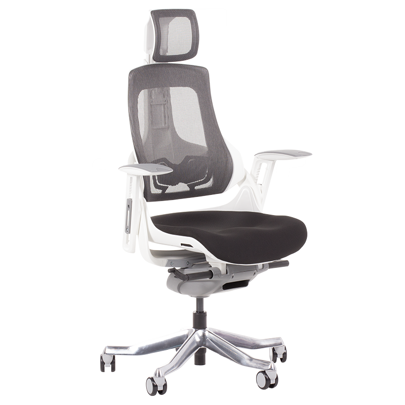 AMBRA Ergonomic Chair, Up to 130 kg, Breathable Mesh, Flame-Retardant Upholstery, Backrest Lockable in Multiple Positions, Smooth Adjustment, Black