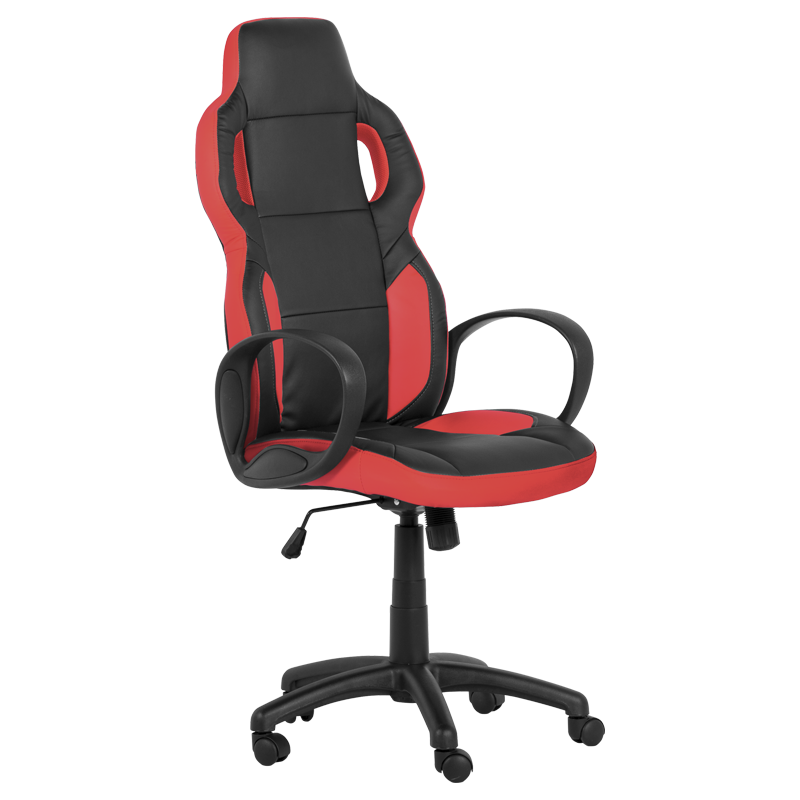 Carmen 7510 Gaming Chair, Up to 130 kg, Faux Leather, Rocking Function, Polypropylene Casters, Black/Red