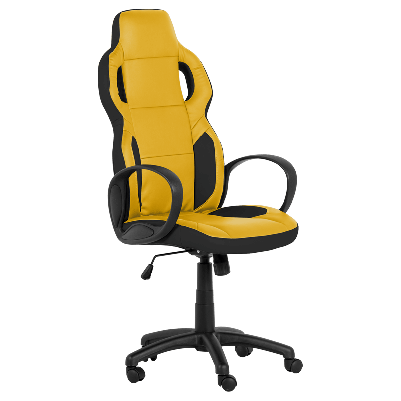 Carmen 7510 Gaming Chair, Up to 130 kg, Faux Leather, Rocking Function, Polypropylene Casters, Black/Yellow
