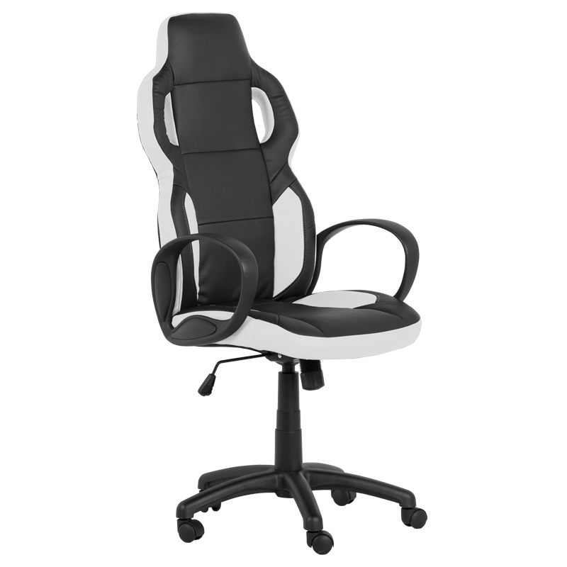 Carmen 7510 Gaming Chair, Up to 130 kg, Faux Leather, Rocking Function, Polypropylene Casters, Black/White
