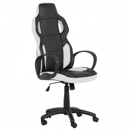 Carmen 7510 Gaming Chair, Up to 130 kg, Faux Leather, Rocking Function, Polypropylene Casters, Black/White